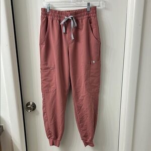 Figs Pink Jogger Track Pants with Elastic Waistband